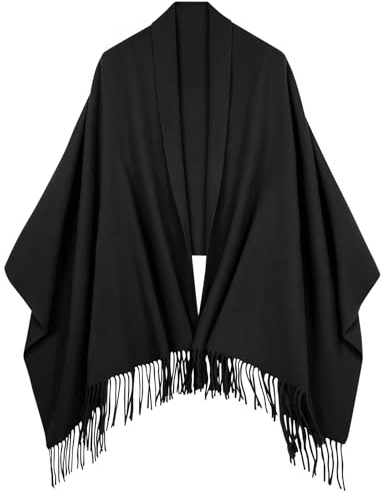 Xnova Pashmina Schal Damen Winterschal Kuschelig Wollschal Stola Für Abendkleid Schultertuch Tücher Warm Poncho Damenschal Weiche Großer Deckenschal mit Geschenkbox, Schwarz