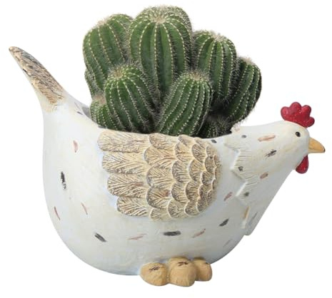 Vaso da fiori a forma di gallo, vasi per piante con foro di drenaggio, design leggero, contenitore multifunzionale per camera da letto, giardino, davanzale, portico, soggiorno, balcone, 15 x 10 x 23