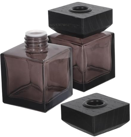 ROMISBABA 2piezas Botella de Aroma de Vidrio para Coche Difusor de Vidrio Hogar Frasco de Fragancia para Coche Frasco de Aceite Esencial de Aromaterapia con Tapa de Madera Decoración