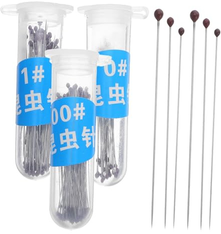 IMIKEYA 300 Pièces Kit Épingles Acier Inoxydable pour Fixation Insectes Aiguilles pour Montage et de Spécimens Outils Entomologie pour Usage Éducatif et Professionnel