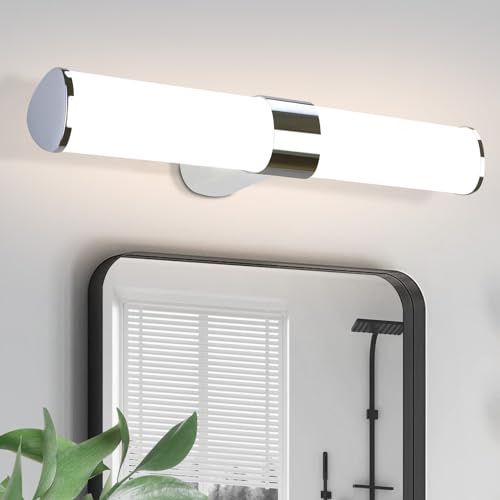 Homefire LED Spiegelleuchte Bad Spiegellampe 8W Badlampe Wand 40CM Chrom | Wandlampe Badezimmer Wasserdicht IP44 Wandleuchte Neutralweiß 4000K Badleuchte Wandmontage Modern für Keller Küche Badschrank