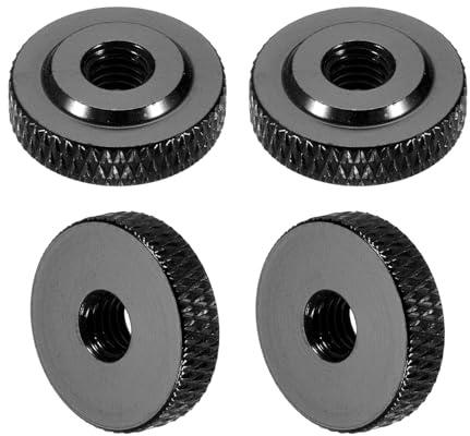 QUARKZMAN 4 Stück Aluminiumlegierung Rändelmuttern M5 x 16 x 5mm, Kurze Rändelmutter Metall Griffmutter Gewindeadapter für Elektronisch Geräte Industrie Maschine Baugruppe, Schwarz