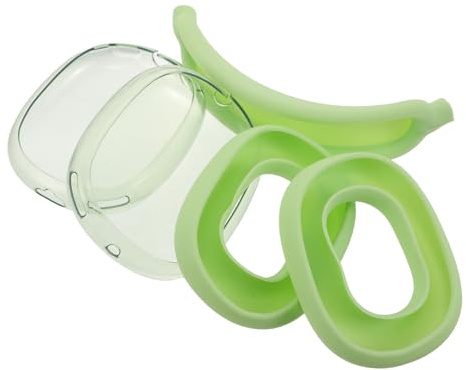 TOBBOMEY Set 3 Copriauricolari Protettivi per Cuffie Over-Ear in TPU Trasparente Verde, Custodia Completa Copertura Archetto e Padiglioni, Accessori Leggeri Antisudore per Uso Quotidiano e