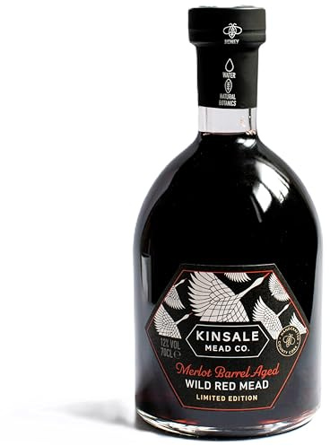 Kinsale Mead Co. Wild Red Mead – Merlot Barrel Aged Limited Edition, Irish Berry Melomel Aged in French Merlot Wine Barrels, 70cl 12% ABV, Serve at Room Temp, Pair with Steak, Gift for Wine Fans