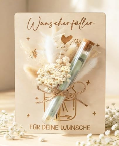 Wunscherfüller Geldgeschenk mit Trockenblumen, Geldgeschenke Verpackung Geburtstag, Hochzeit, Einschulung, Kommunion, Erstkommunion, Konfirmation, Firmung, Jugendweihe, ABI, für Frauen Mädchen