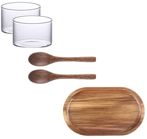 GETAJGHSD Japanese Style Serving Plate Salad Tray Wooden Tableware Practical Healthy Design with Spoons Cups for Family Dinners