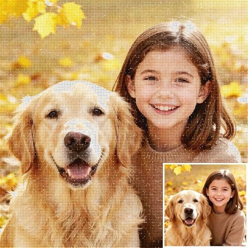 Rainsar Personalisiertes Diamond Painting mit eigenem Foto | Diamond Painting selbst gestalten – Bild als Diamant Painting | Rund oder Quadratisch, 30x30cm