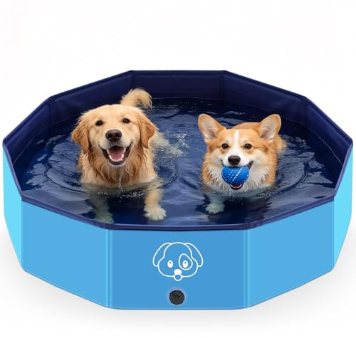 Lozzzyo 80 * 20CM Piscina Perros Grandes y Pequeños de PVC Antideslizante, Plegable y Portátil Piscina para Perros, Fácil de Limpiar Perro Piscina para (80 * 20cm)