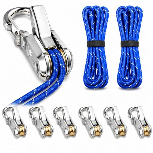 Confezione da 6 rulli per corda con tenditore paracord, strumento riflettente in nylon, resistente per campeggio, teloni, tiranti, canottaggio e tutte le attrezzature all'aperto