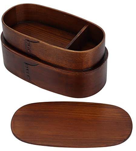 Annadue Caja Bento de Madera, 2 Pisos Almuerzo Japonés para Niños y Adultos, Recipientes de Almacenamiento de Alimentos para Senderismo Escalada Oficina Escuela