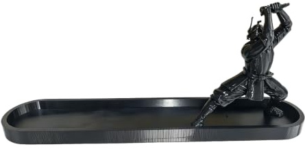 Samurai Swords Incense Burner, with Ash Tray Zen Style Holder for Meditation Home Office Decor Unique Gift for Tea Lovers 25cm Matte Black Warrior Sculpture Sculpture Black