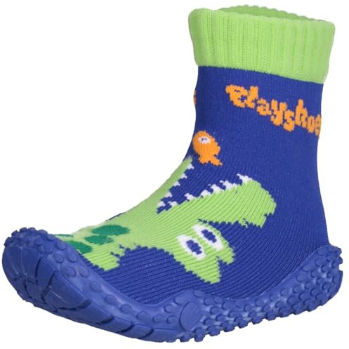 Playshoes Calcetines de Playa con protección UV Cocodrilo, Zapatos de Agua, Unisex niños, Azul/Verde (Marine/Green), 28/29 EU