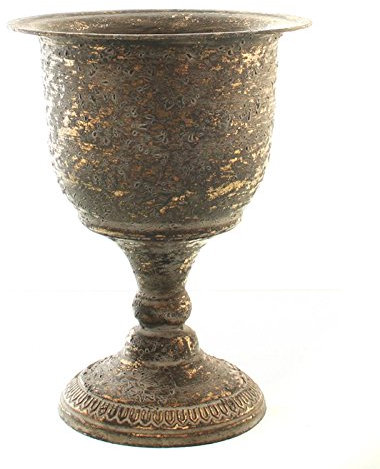 Shophaus24 Deko Pokal Antik Gold aus Metall. 22cm x 29,5cm. 1 Stück.