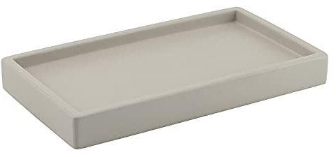 Gedy G-Giunone Vassoio Porta Oggetti per Bagno Grigio, Misure e Peso: 2,8X27,5X15,5 CM & 1,458 kg, Vassoio Decorativo in Cemento, Finiture Grigie e Argento, Design R&S, 2 Anni di Garanzia