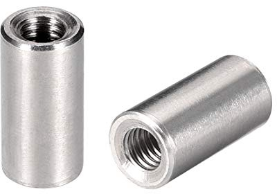sourcing map M6 runde Verbindungsmuttern, 304 Edelstahl, Kupplungsmutter, 20 mm Länge, 5 Stück