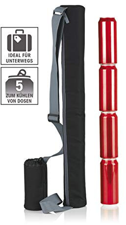 EASYmaxx Dosen-Kühltasche 70cm bis zu 5X 0,5l Dosen isoliertes Kühlfach mit Reißverschluss, Tragegurt mit Getränkehalter
