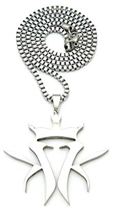BLINGFACTORY HIP HOP KOTTONMOUTH KINGS PENDANT & 3mm 24 STAINLESS STEEL BOX CHAIN NECKLACE