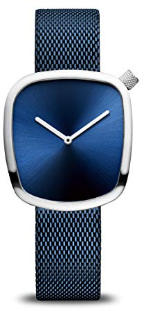 Bering Damen Quarz Uhr | Armbanduhr 34 mm Edelstahlgehäuse und Zifferblatt | Milanaisearmband | Saphierglas | 3 ATM | 18034