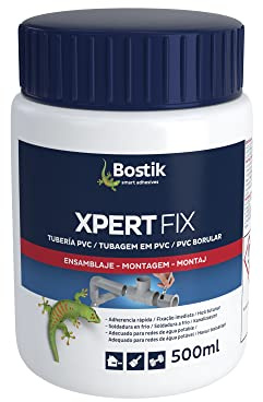 Bostik XPERT FIX PVC, Encolado de Tuberías de PVC de Evacuación y de Presión, Transparente Bote de 1 L