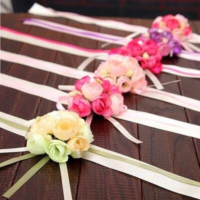 Jieddey Blumen-Armband, Hochzeit, 5 Stück, Brautjungfer, Hochzeit, Rosa, Blume, für Knopfloch, Party, Proms, Dekoration, Blumenstrauß, Dekoration, 8 cm