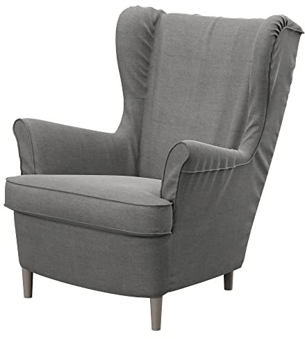 Soferia Sesselschoner Kompatibel Mit STRANDMON Sessel Sesselbezug Sesselüberzug Sesselhusse Cover Kratzfest Hydrophobie Allergenfrei Elegance Grau