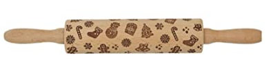 GreenGate - Teigrolle mit Muster Christmas Mix - Holz - Farbe: Natur - (ØxH) 6 x 38 cm