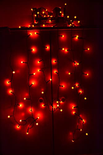 Guirnalda de luces de bayas alimentadas por pilas para exteriores con 8 modos de iluminación, impermeable, decoración de fiesta especial (200 luces rojas de bayas)