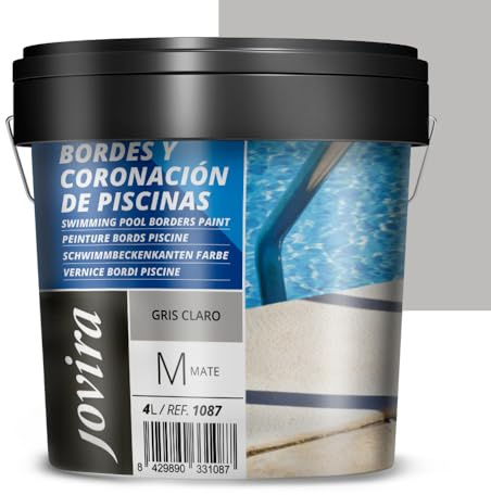 JOVIRA PINTURAS Pintura Bordes y Coronación de Piscinas. Antideslizante especial para renovar los bordes de las piscinas. (4 Litros, Gris Claro)
