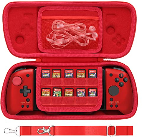 Aenllosi Hülle für Hori Split Pad Pro/ Split Pad Compact Controller, Rot | Netztasche für Kabel und Zubehör, Wasserabweisende Oberfläche für zusätzlichen Schutz, Nur Hülle ohne Gerät und Zubehör