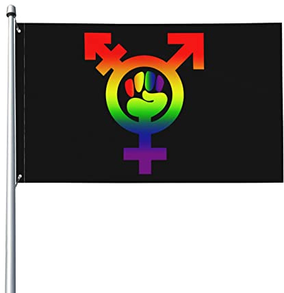 Símbolo trans feminista Bandera del orgullo Bandera LGBT 3X5 Ft - Resistente a la decoloración UV - Bandera de jardín Bandera al aire libre con ojales
