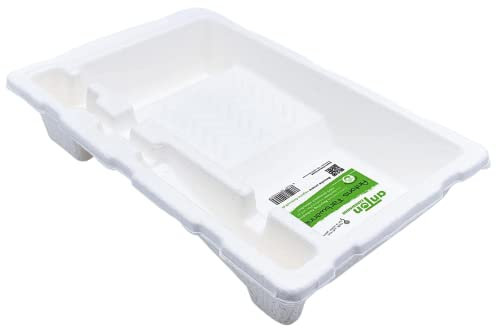 AntonWeiss® Kompostierbare Farbwanne 4er Pack | umweltfreundlich | 250ml | 32x21x6 cm | Farbenfächer für Rolle und Pinsel | für die nachhaltige Renovierung