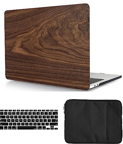Hülle Kompatibel mit Neues MacBook Air 13,6 Zoll 2022 M2 A2681 mit Retina Display Touch ID, Plastik Hartschale Snap Case & Tastaturabdeckung & Tasche für MacBook Air 13,6 Zoll, Holz
