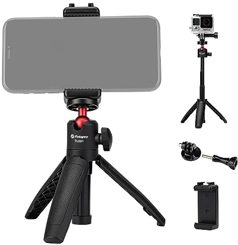 Fotopro Trépied Compact pour Appareil Photo - Portable - avec Support de téléphone pour Smartphone Sony Canon