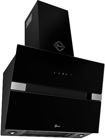 GURARI Dunstabzugshaube 60 cm GCH 970 Bl 6 Diamond Kopffreihaube EEK A++ Wandhaube Schwarz Glas | 2 x Randabsaugung | Wandmontage | Abuft/Umluft Abzugshaube 850 m³/h
