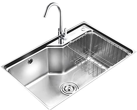 Küchenspüle, Einzelwaschbecken, Küche, Haushaltswaschbecken, Unterbauwaschbecken, Doppelwaschbecken-Paket, 304-Edelstahlspüle (Farbe: Silber, Größe: 67,5 x 43,5 x 23 cm)