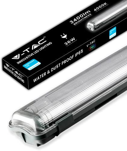 V-TAC Pantalla LED Luminaria Estanca 120 CM - 36W - Chip Samsung - Lámpara Tublos Doble 3400 Lumen IP65 para Pared, Garaje, Tienda - 120LM/W - Plafón LED - Luz Blanco Neutro 4000k