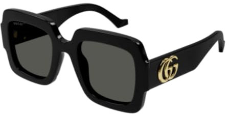 Gucci GG1547S 001 Übergroße quadratische Sonnenbrille für Damen, Schwarz/Grau, 50/24/145, Schwarz/Grau, Schwarz