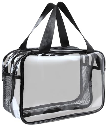 Toiletry Bag Portable Travel Makeup Bag, PVC Wash Bag, Clear White | Keiby Citom, Large Capacity, Cosmetic Bag for Women Girls Men, with Handles, with Zippers