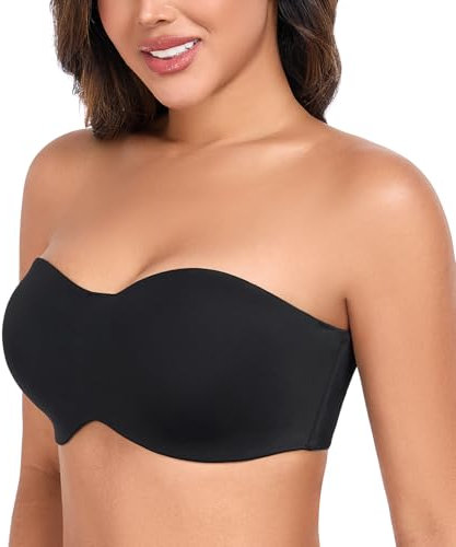 DotVol Large Bust Women's Minimizer Strapless Bra Seamless Bandeau Unlined Underwire(Black，38D)