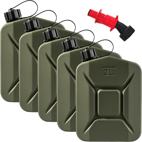 BW® Proper - Tanica per carburante in metallo, 5 x 2 litri, con beccuccio Smart, made in Europe