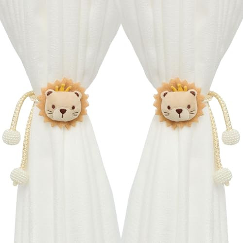 Fermatende e Raccogli Tenda 2 Fascette per Tende con Testa di leone dei Cartoni Animati Fermatenda Adatte per la Decorazione Delle Tende Della Camera dei Bambini