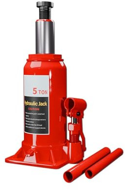 Hydraulischer Wagenheber，gefertigt aus Qualitätsstahl, Stempelwagenheber Flaschen-Wagenheber，Tragbarer Hydraulikzylinder，für Auto, Werkstatt(5T)