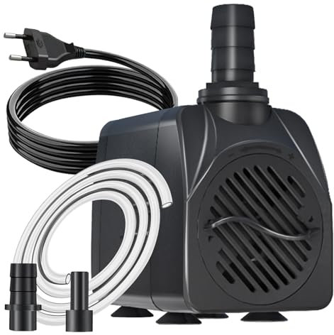 Knifel Pompe Submersible 10W 600L/h, Pompe pour Étang, Fontaine & Aquarium Ultra-Silencieuse Protection Surchauffe avec Câble 1.5m, Systèmes Hydroponiques