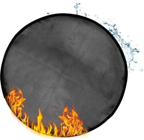WYYFXY® Esterilla redonda ignífuga, 50 cm, base ignífuga, resistente al agua, plegable, protección contra el calor para brasero, barbacoa de mesa, hierba, suelo