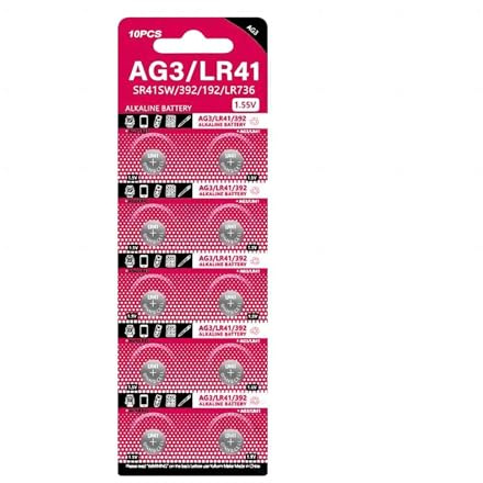 Knopfzelle AG3 1,55 V SR41 192 L736 384 SR41SW CX41 LR41 392 für Lampen, Uhren, Kameras, 10 Stück