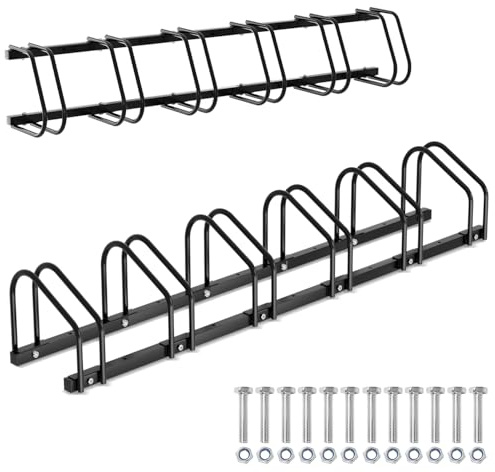 Daromigo Fahrradständer für 6 Fahrräder, Bodenmontage oder Wandmontage, Mehrfachständer mit 30 cm Radabstand für 35-55mm Reifenbreite Fahrradhalter, Fahrradständer Boden, Schwarz
