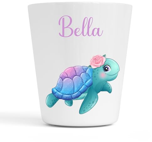 Générique Gobelet en Plastique pour Enfants | Gobelet Personnalisé avec Nom |Verre Plastique Incassable Personnalisé (Tortue Bella)