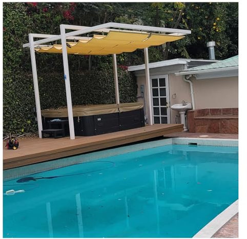 Copertura retrattile per pergola, per esterni, impermeabile, protezione solare, tenda da sole, tetto con filo scorrevole, ideale per terrazze in vetro e cortile, 1,2 x 5 m