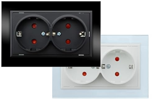 Interruptor táctil doble - blanco brillo, 2 puertos, diseño moderno, medidas 86x86x36 mm, ligero, fabricado en plástico resistente.*