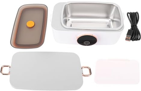 CHEOTIME Inalfless Electric Lunch Box, calentador de alimentos de lonchera eléctrica auto calefactora con recipiente de acero inoxidable calentador de alimentos portátiles